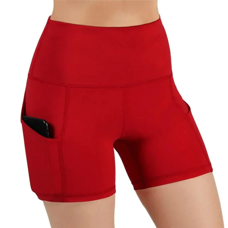 Women High Waist Gym Shorts With Phone Pocket For Running