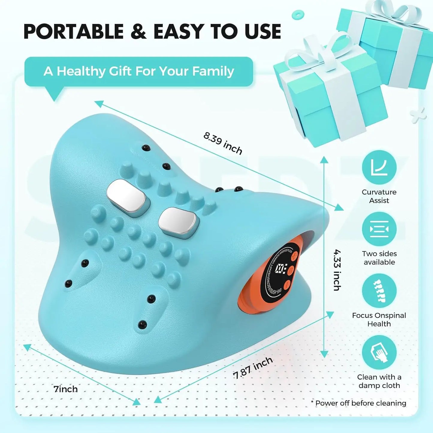 Rechargeable Portable Neck Massager Pillow 3-in-1 Shiatsu with Remote