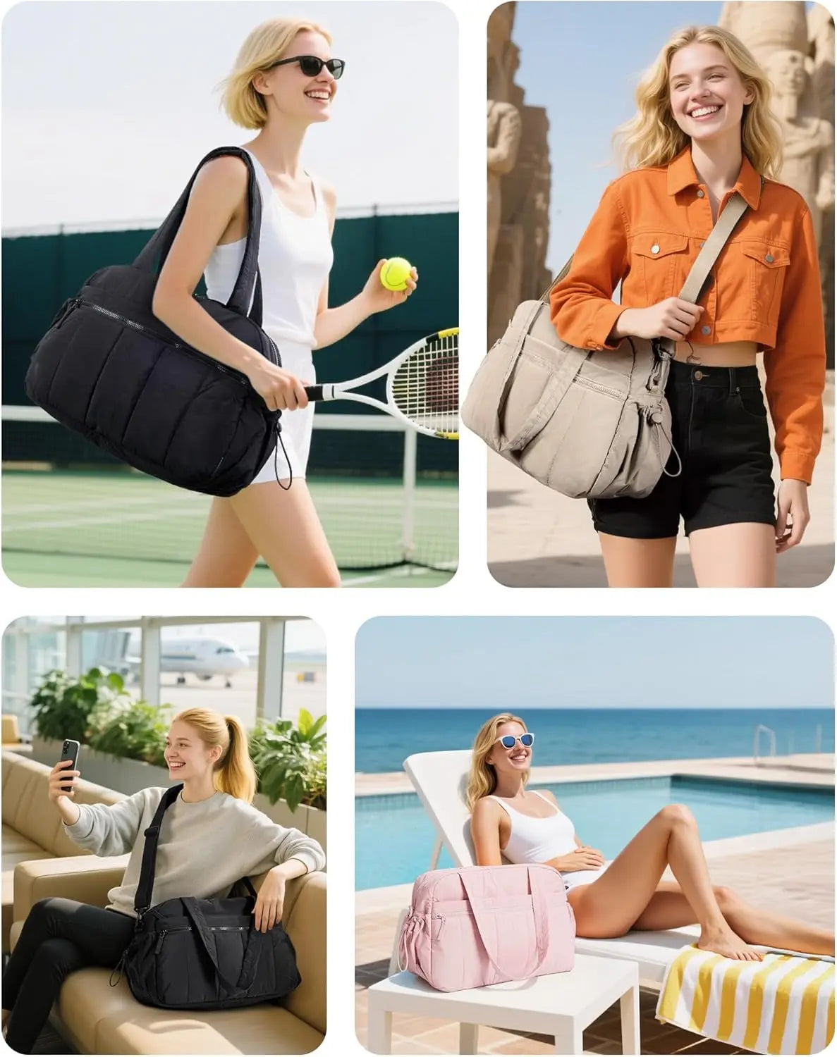 Lightweight Water-Resistant Duffle Bag For Women Travel With Wet Pocket