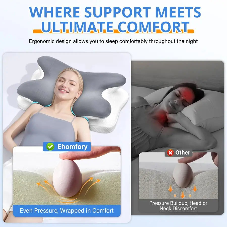 Ergonomic Memory Foam Neck Pillow for Pain Relief