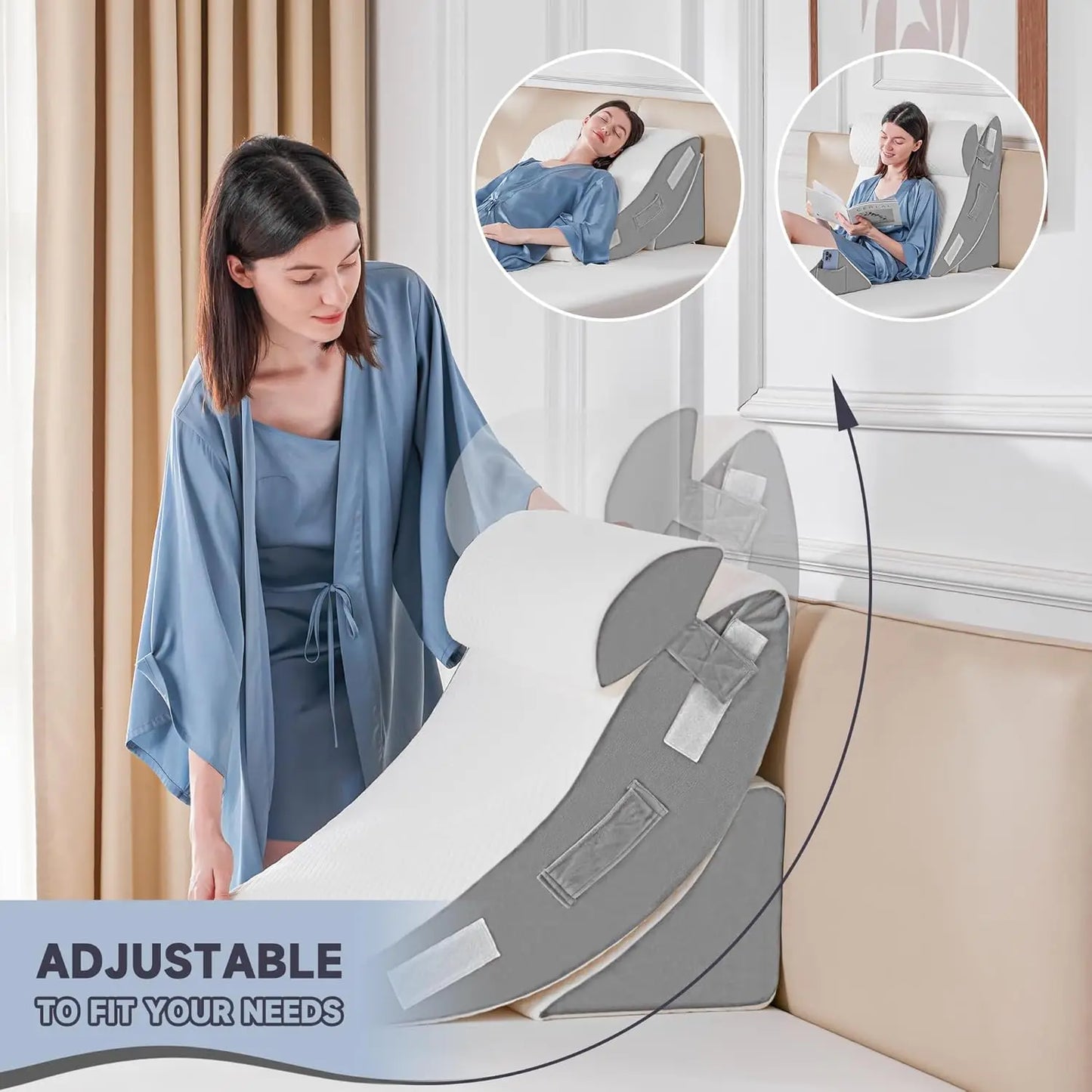 Orthopedic Bed Wedge Pillow Set for Back Pain Relief