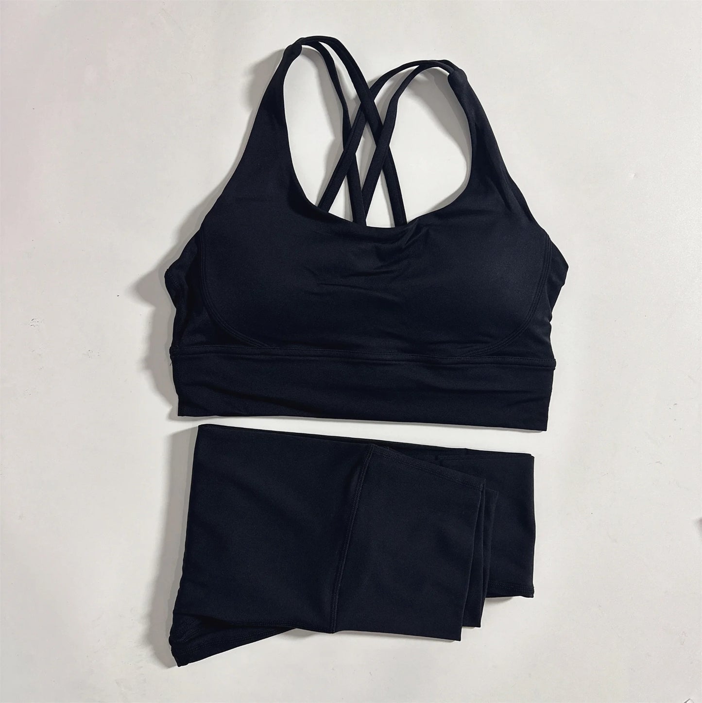 Two-Piece Compression Yoga Set High Waist Leggings And Sports Bra