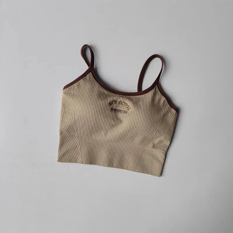 Women Breathable Yoga Sports Bra Push Up Camisole Top