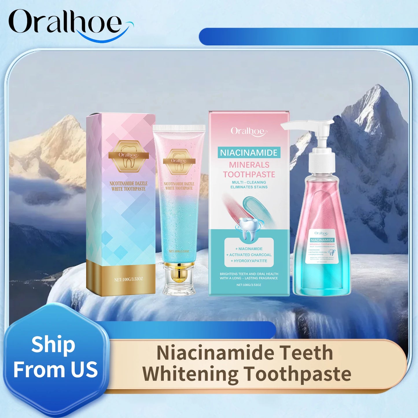 Oralhoe Niacinamide Whitening Toothpaste for Bright Teeth and Fresh Breath