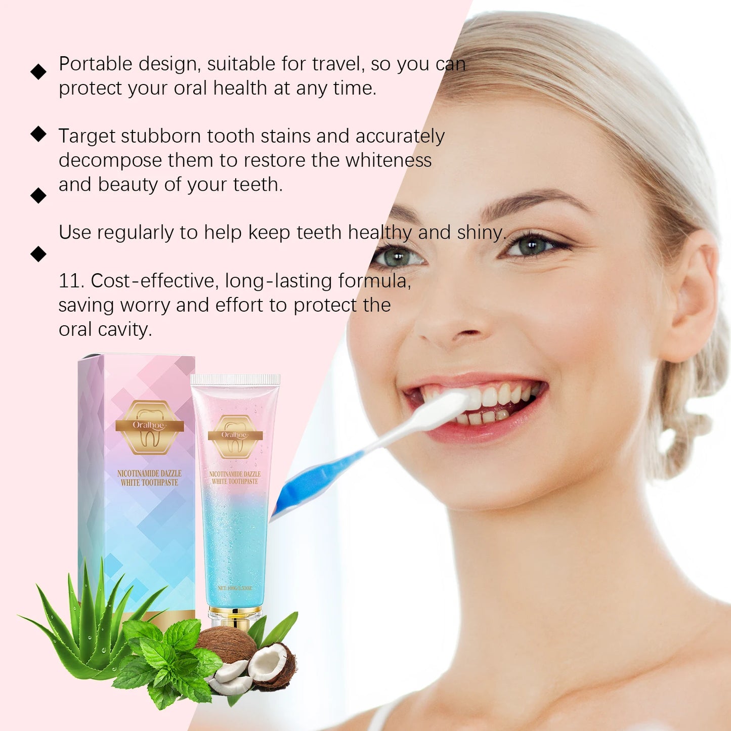 Oralhoe Niacinamide Whitening Toothpaste for Bright Teeth and Fresh Breath