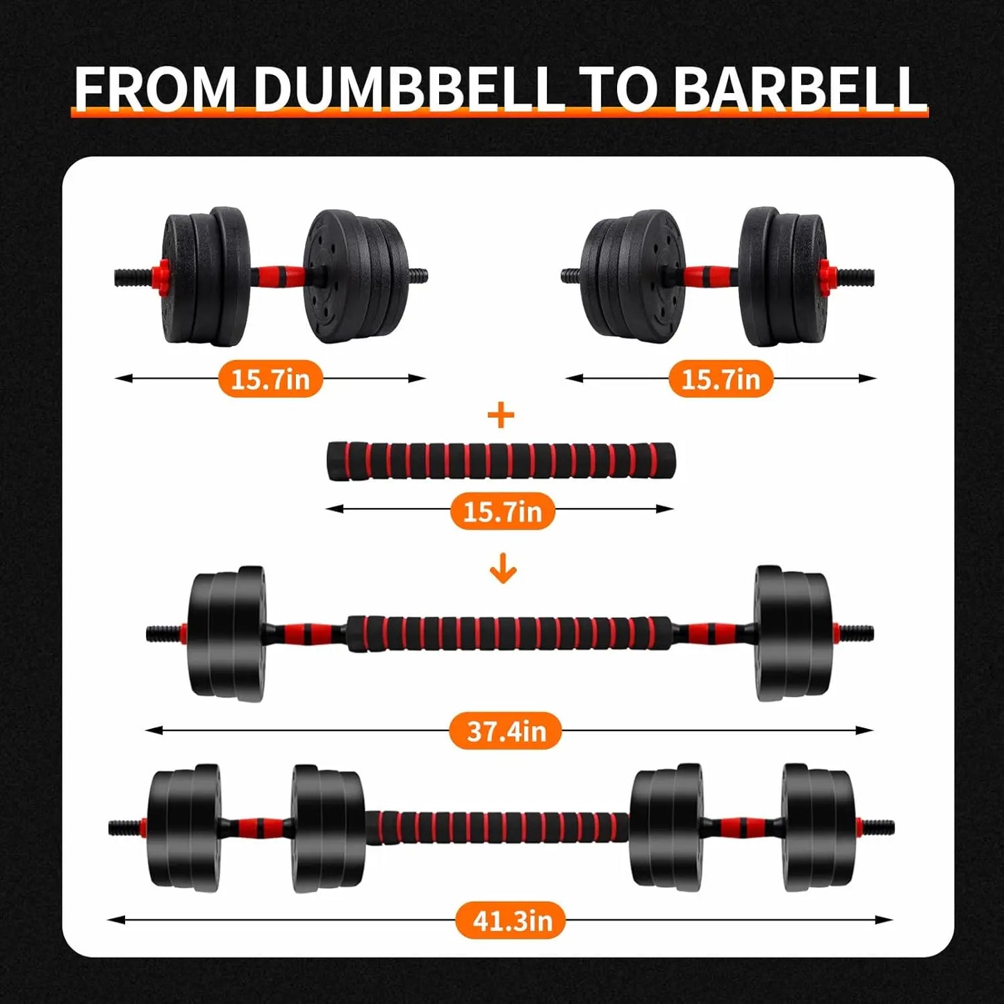 Adjustable Dumbbell Barbell Set With Anti Slip Grip Weight Plates
