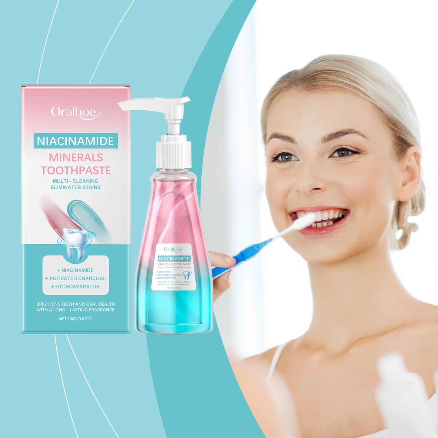 Oralhoe Niacinamide Whitening Toothpaste for Bright Teeth and Fresh Breath