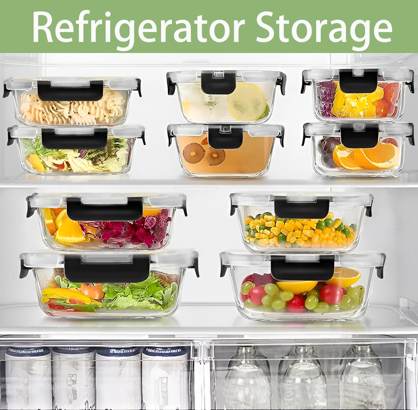 Glass Lunch Containers, 12-Piece, BPA Free, Dishwasher Safe