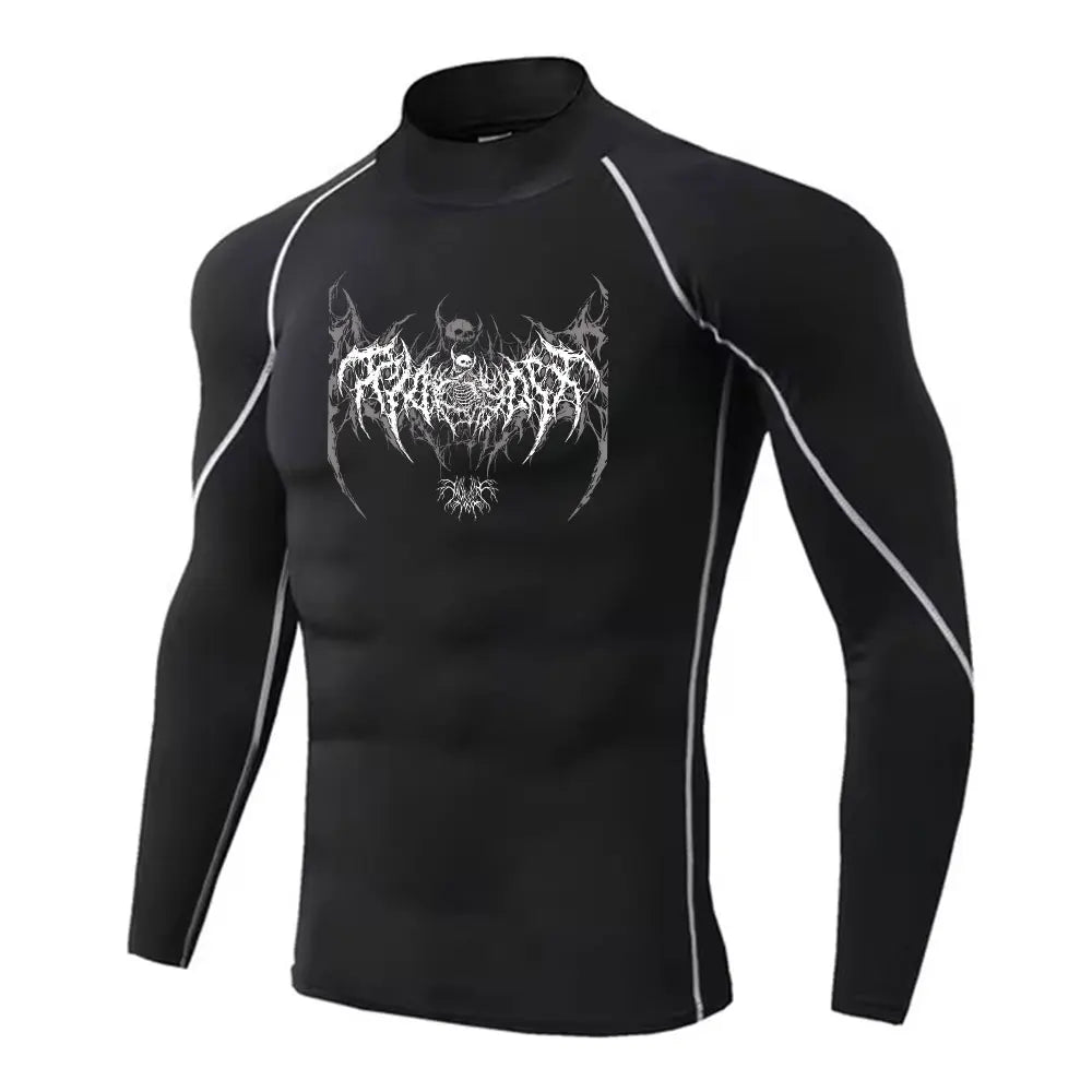 NONECN Y2K Men's Turtleneck Compression Shirt Rash Guard