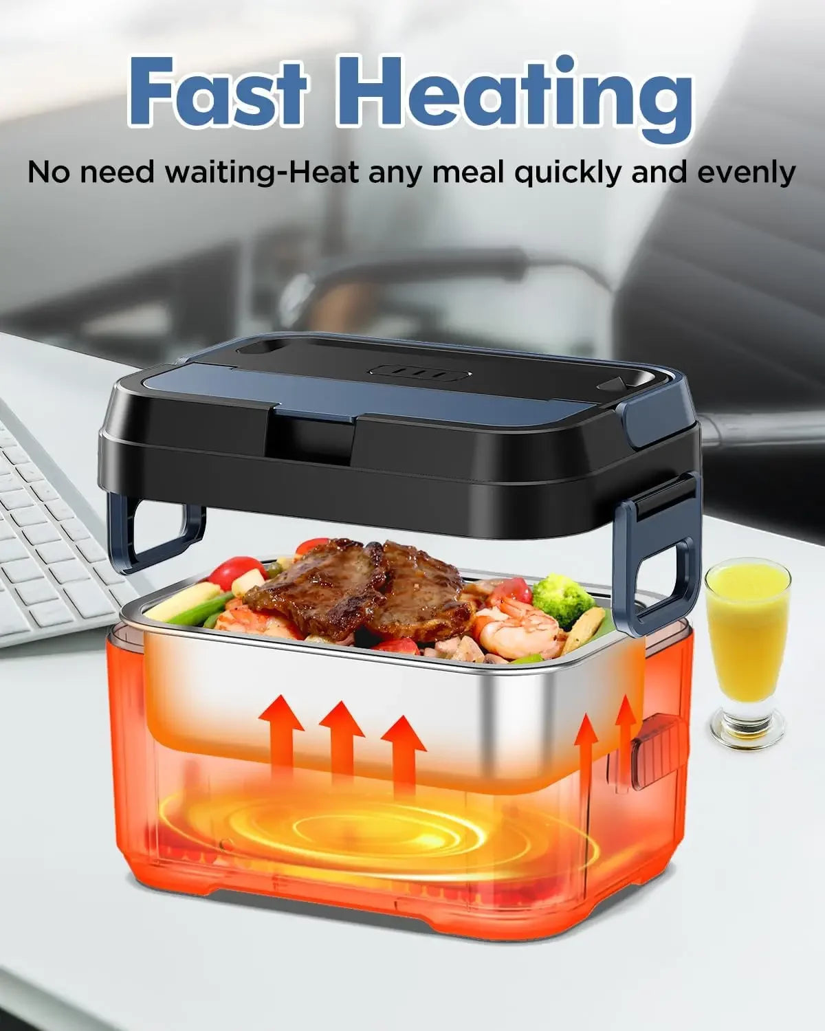 Cordless Electric Lunch Box Rechargeable Self Heating Warmer Container