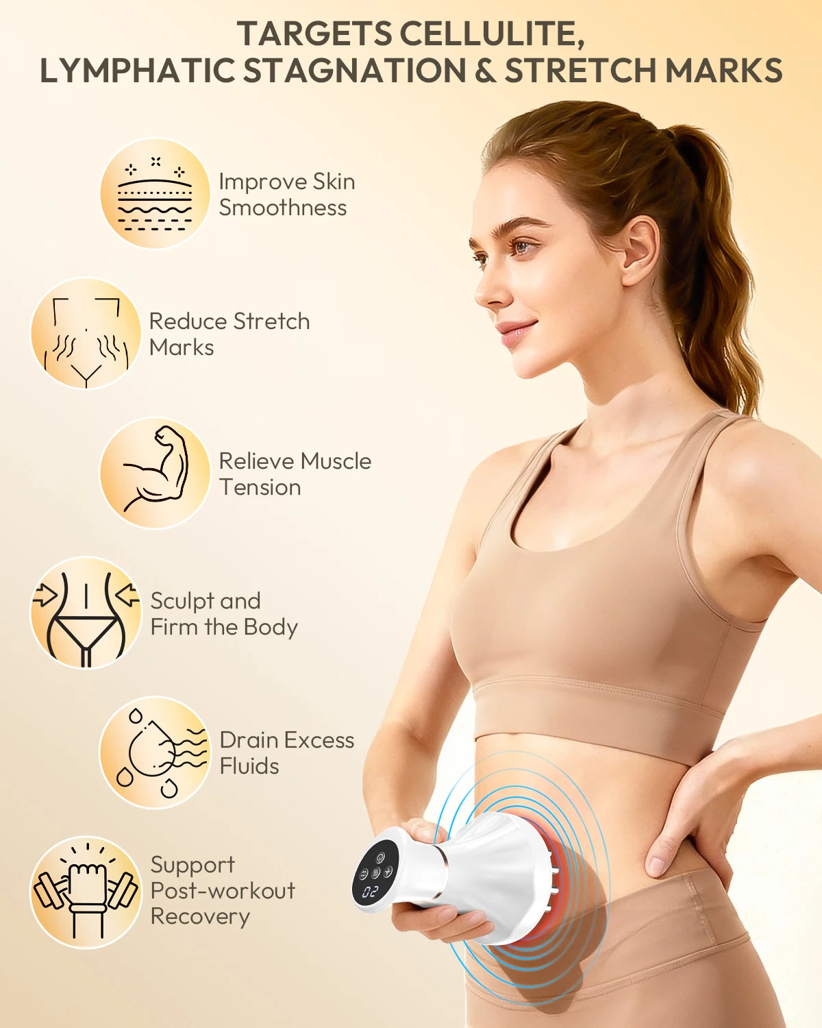 Lymphatic Drainage Massager Anti Cellulite Tool With Heat Vibration