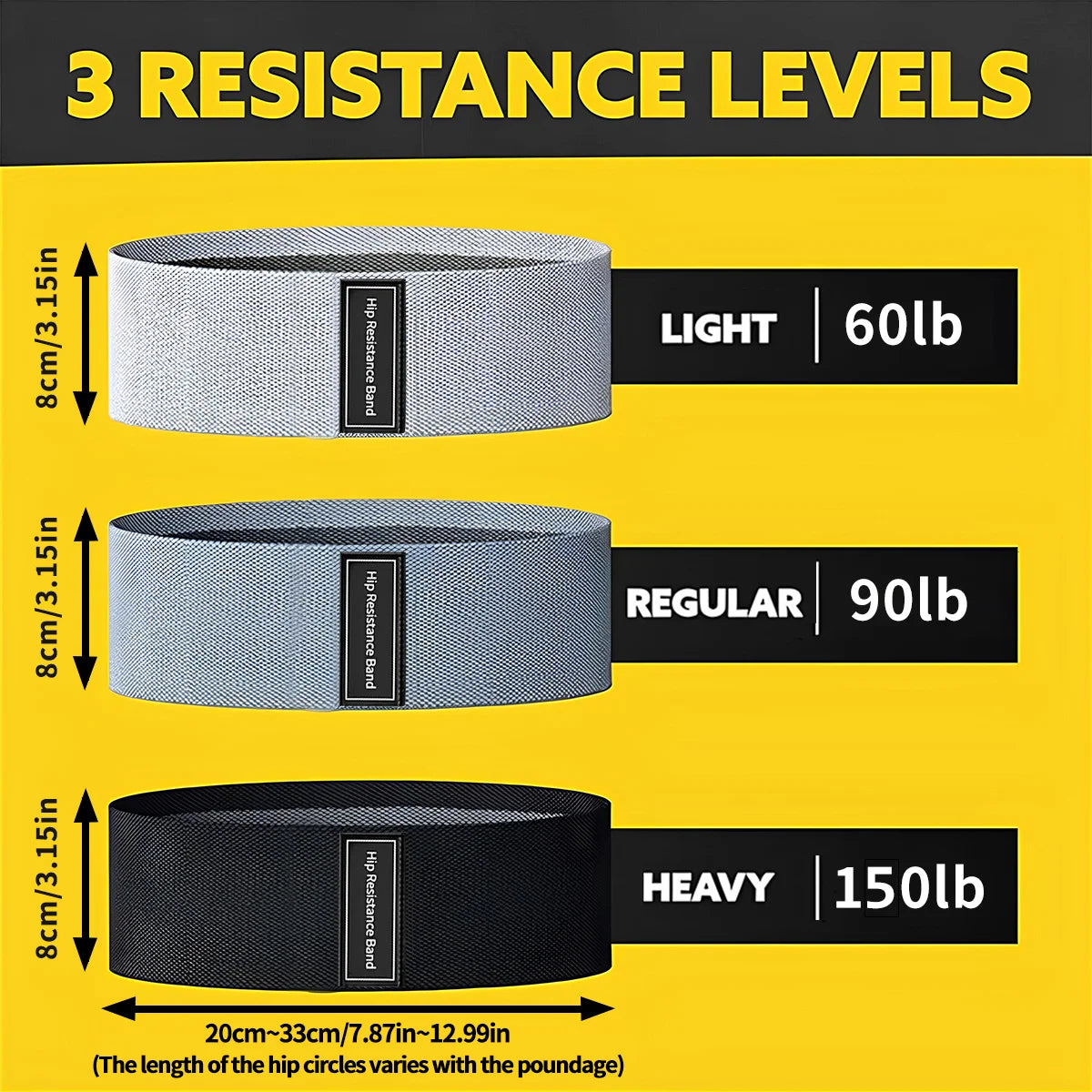 1/3pcs Elastic Resistance Band Legs and Hip Training Yoga Squat Elastic Band Latex Non-slip Gym Supplies Come with Storage Bag