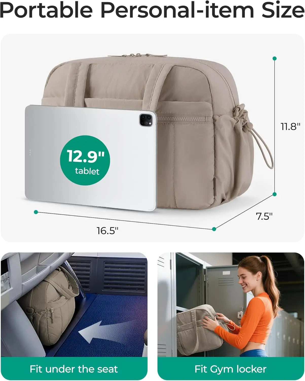 Lightweight Water-Resistant Duffle Bag For Women Travel With Wet Pocket