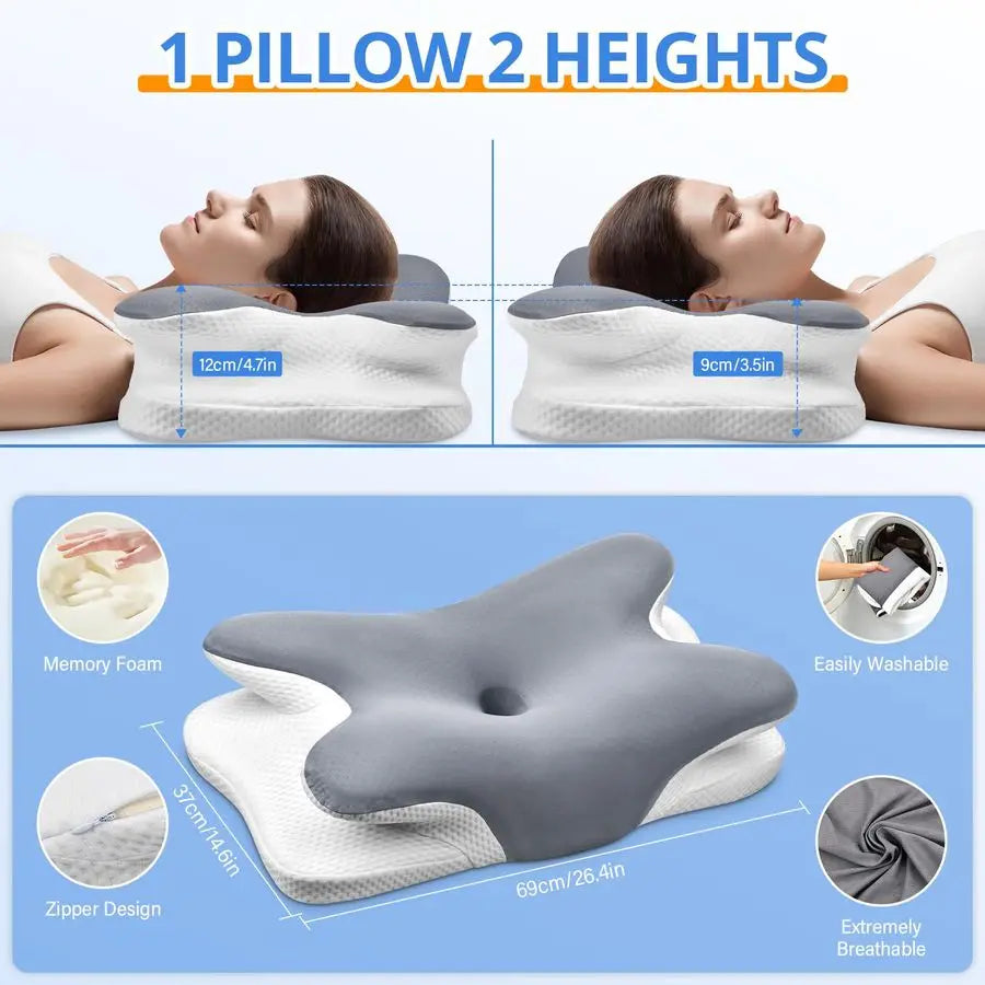 Ergonomic Memory Foam Neck Pillow for Pain Relief