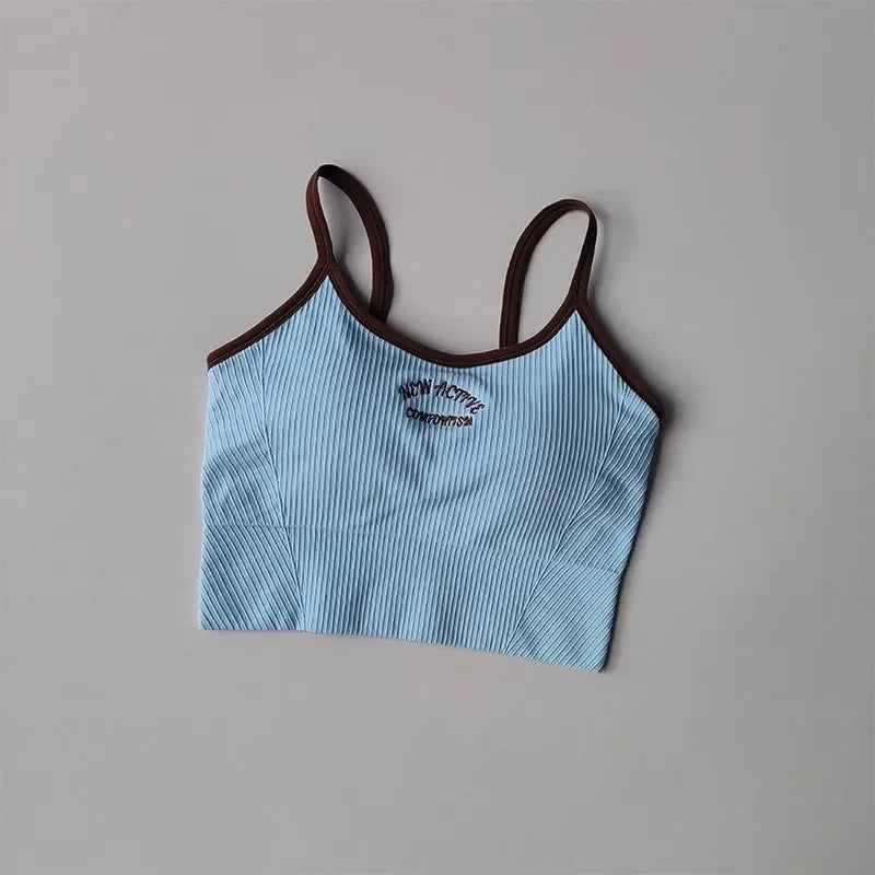 Women Breathable Yoga Sports Bra Push Up Camisole Top