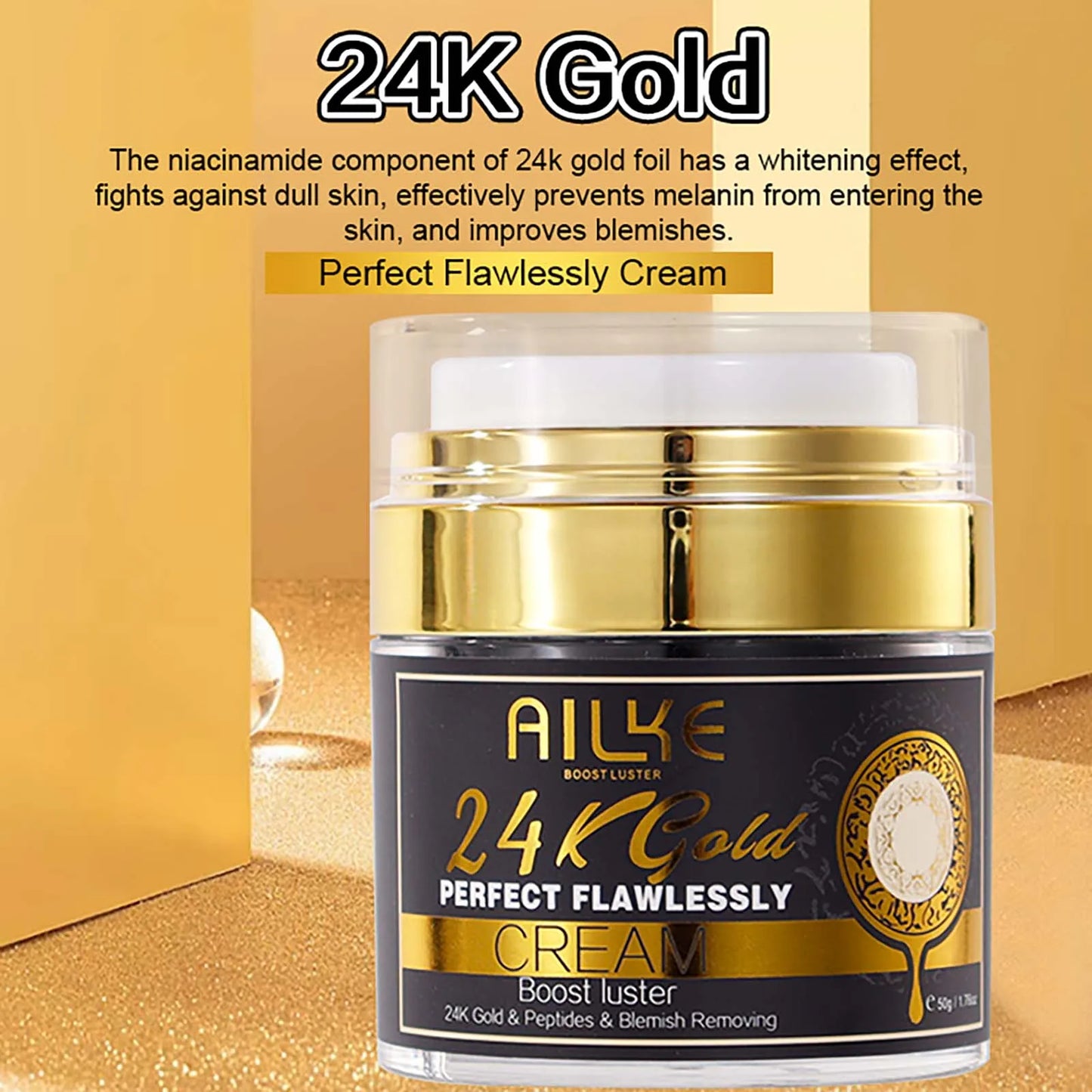 AILKE 24k Gold Face Cream Whitening Dark Spots Glutathione