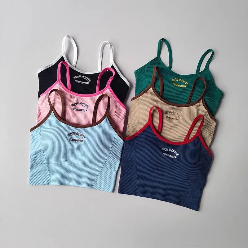 Women Breathable Yoga Sports Bra Push Up Camisole Top