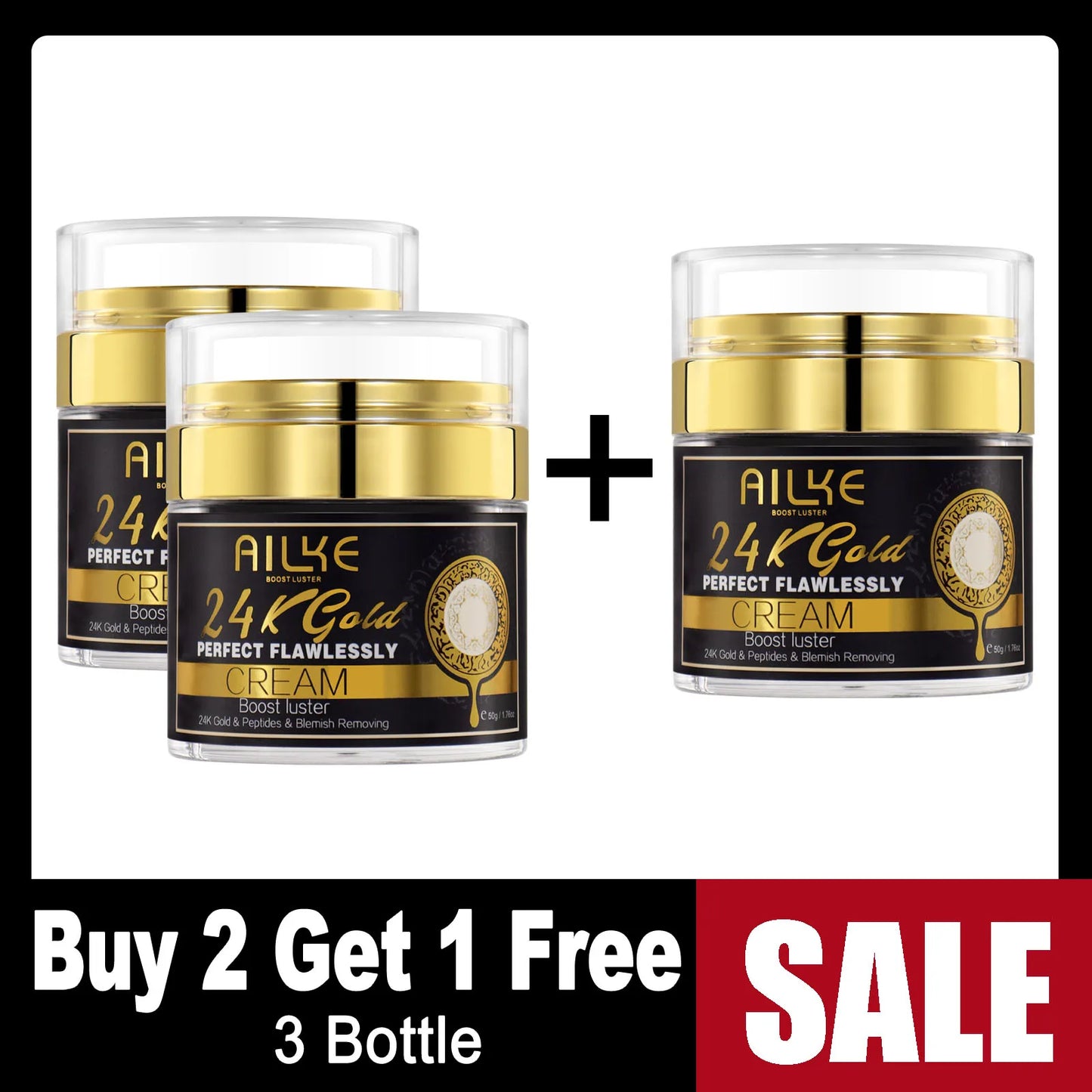 AILKE 24k Gold Face Cream Whitening Dark Spots Glutathione