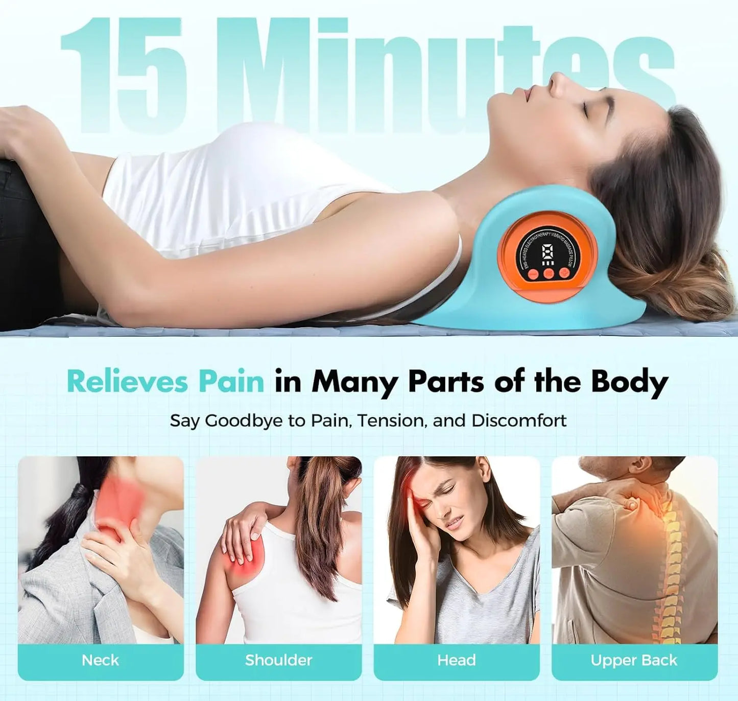 Rechargeable Portable Neck Massager Pillow 3-in-1 Shiatsu with Remote