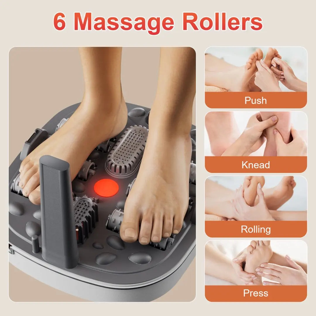 Collapsible Foot Spa Massager Electric Foldable Foot Soaker Tub with Remote Control 24 Heating Levels 6 Massage Rollers Surfing