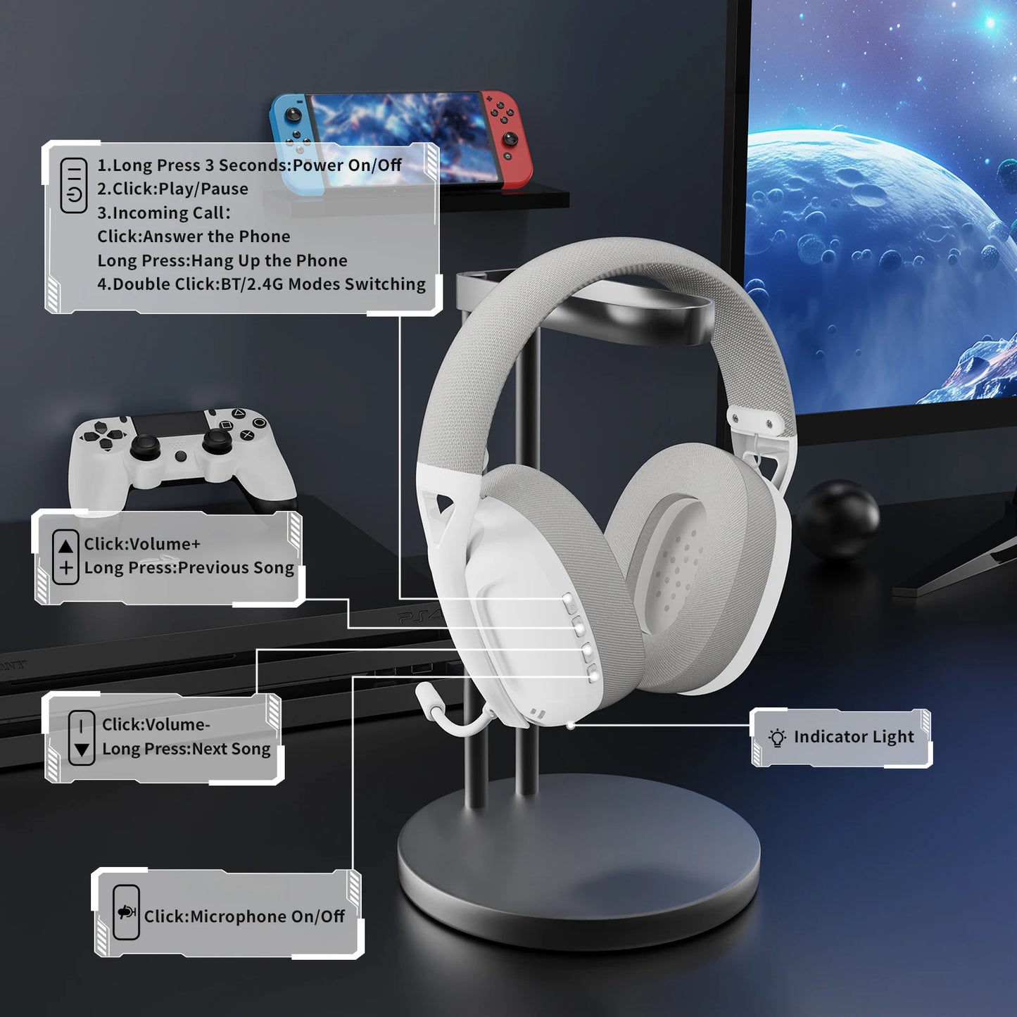 Attack Shark L80 Ultra Light Wireless Tri Mode Gaming Headset