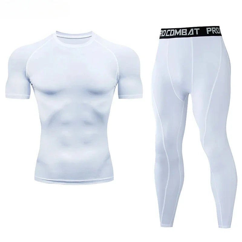 Men Compression Sportswear Set Elastic Training Yoga Tracksuit Pants