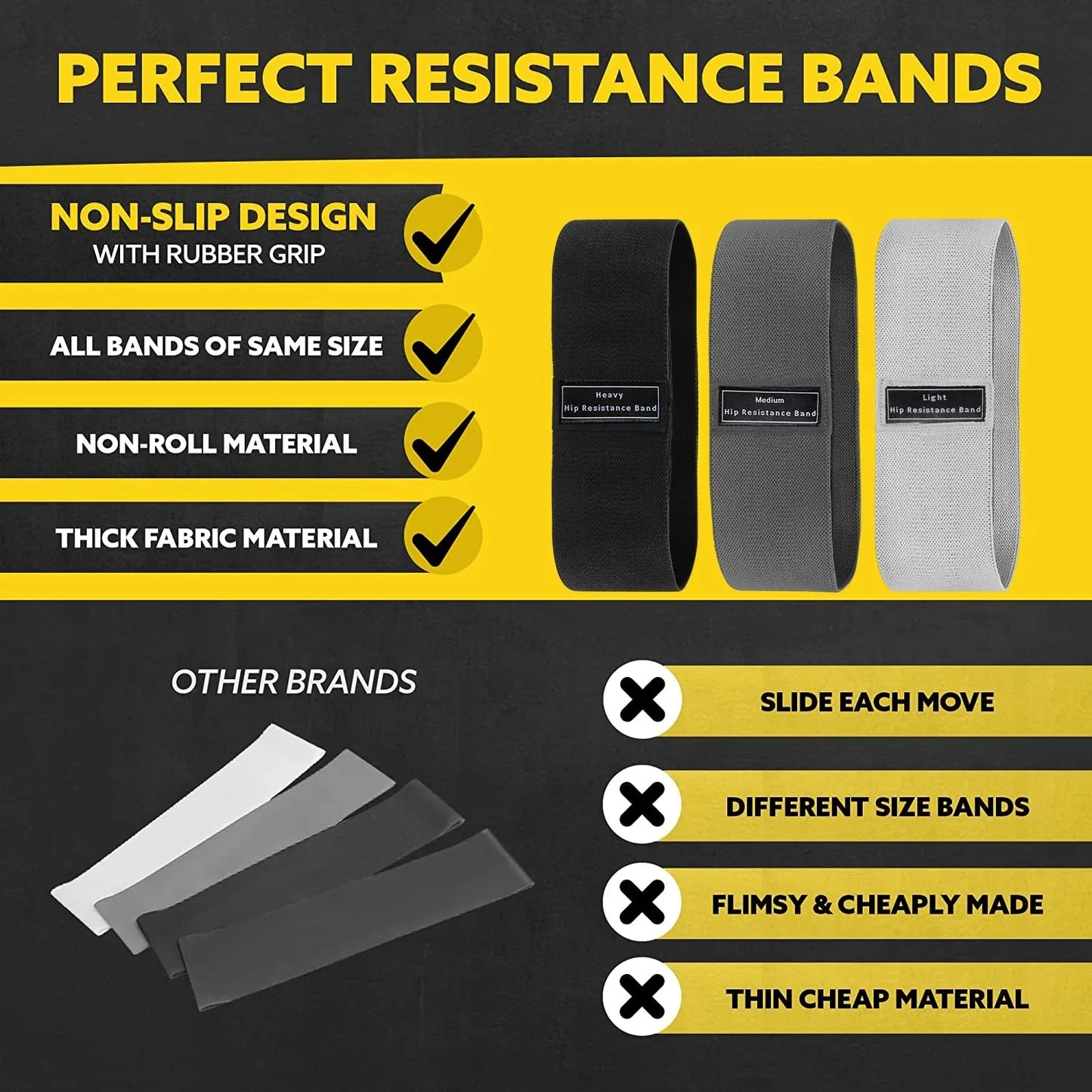 Fabric Glute Thigh Resistance Bands For Hip And Leg Workouts
