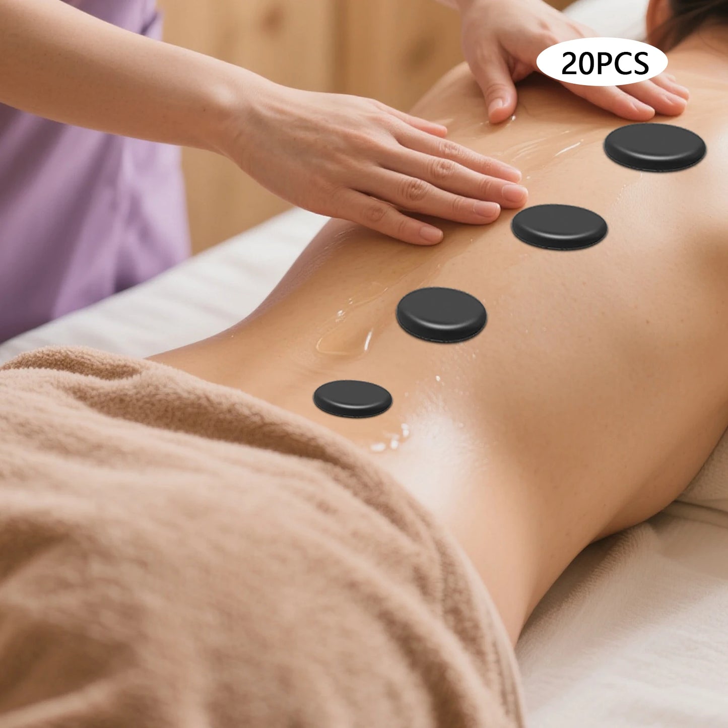 Professional Hot Stone Massage Kit, 20pcs Volcanic Basalt Stones with 110V Heater Box, Spa Therapy Set for Deep Relaxation