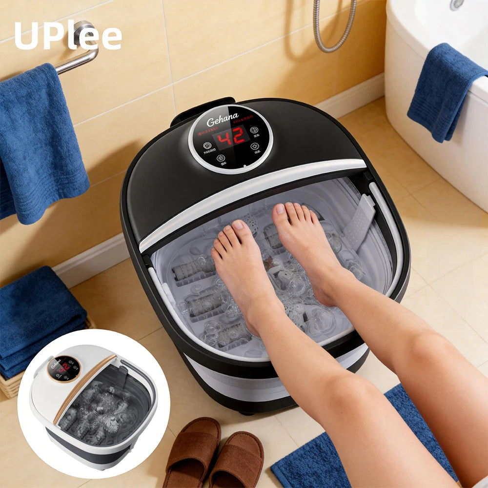 Collapsible Foot Spa Massager Electric Foldable Foot Soaker Tub with Remote Control 24 Heating Levels 6 Massage Rollers Surfing