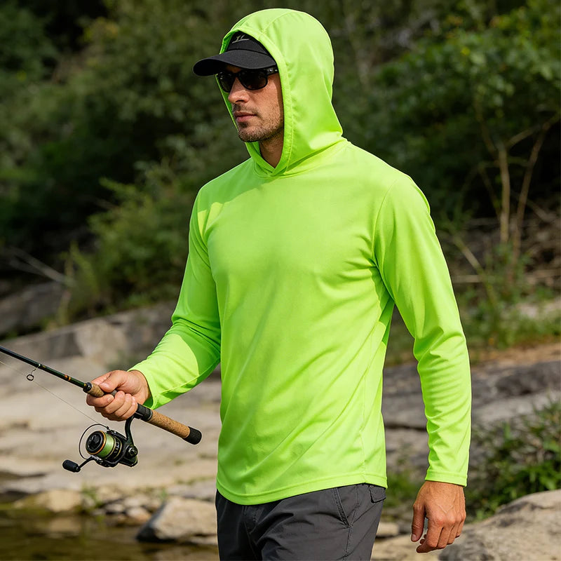 Men's Hooded Quick Dry Long Sleeve T Shirt Polyester