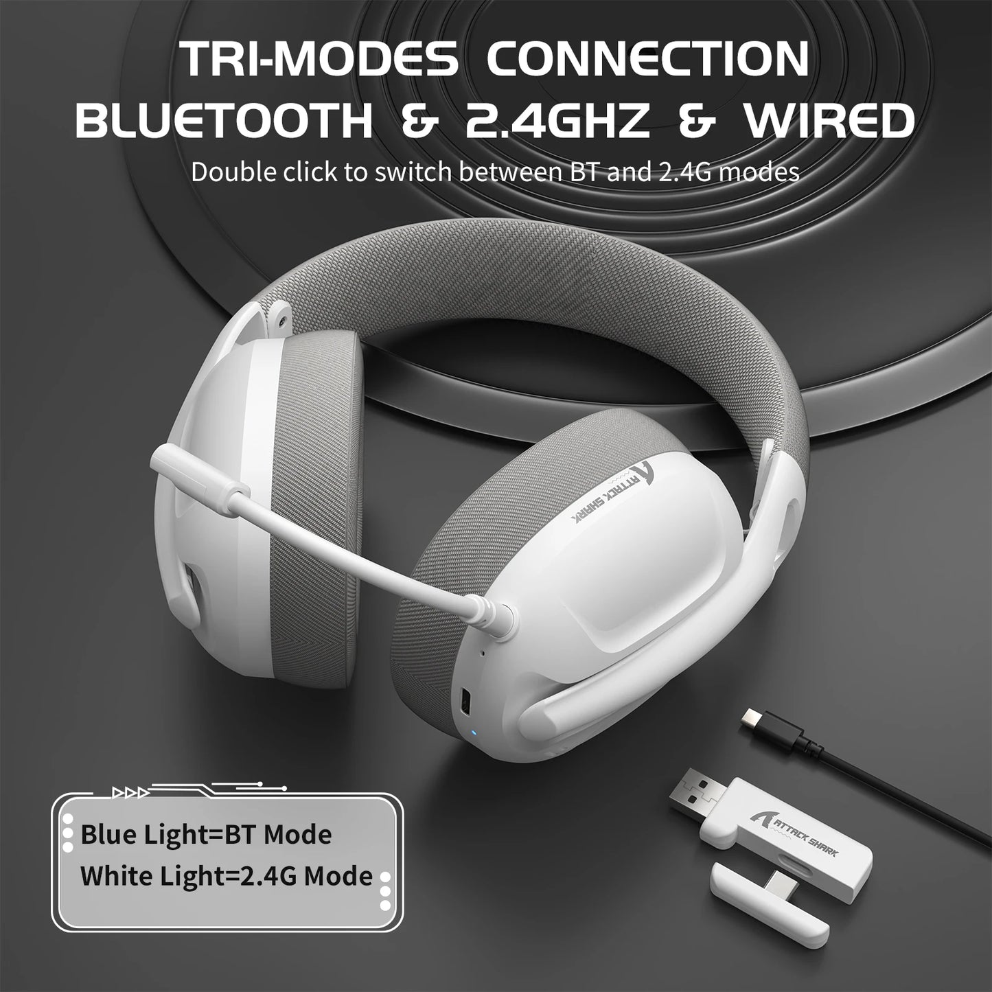 Attack Shark L80 Ultra Light Wireless Tri Mode Gaming Headset