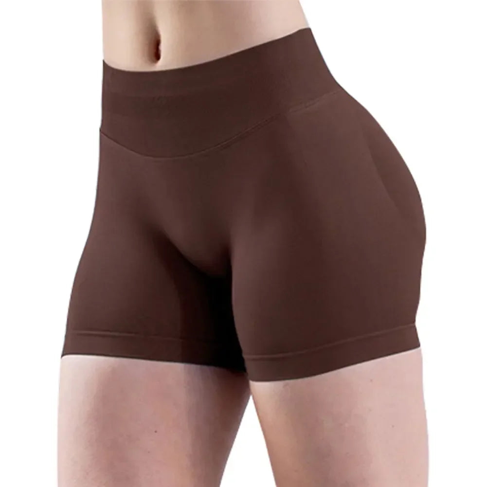 Seamless Yoga Shorts High Elastic Fitness Running Yoga Pants Soft Womens Workout Tights Gym Wear Cropped Sports Tights ﻿