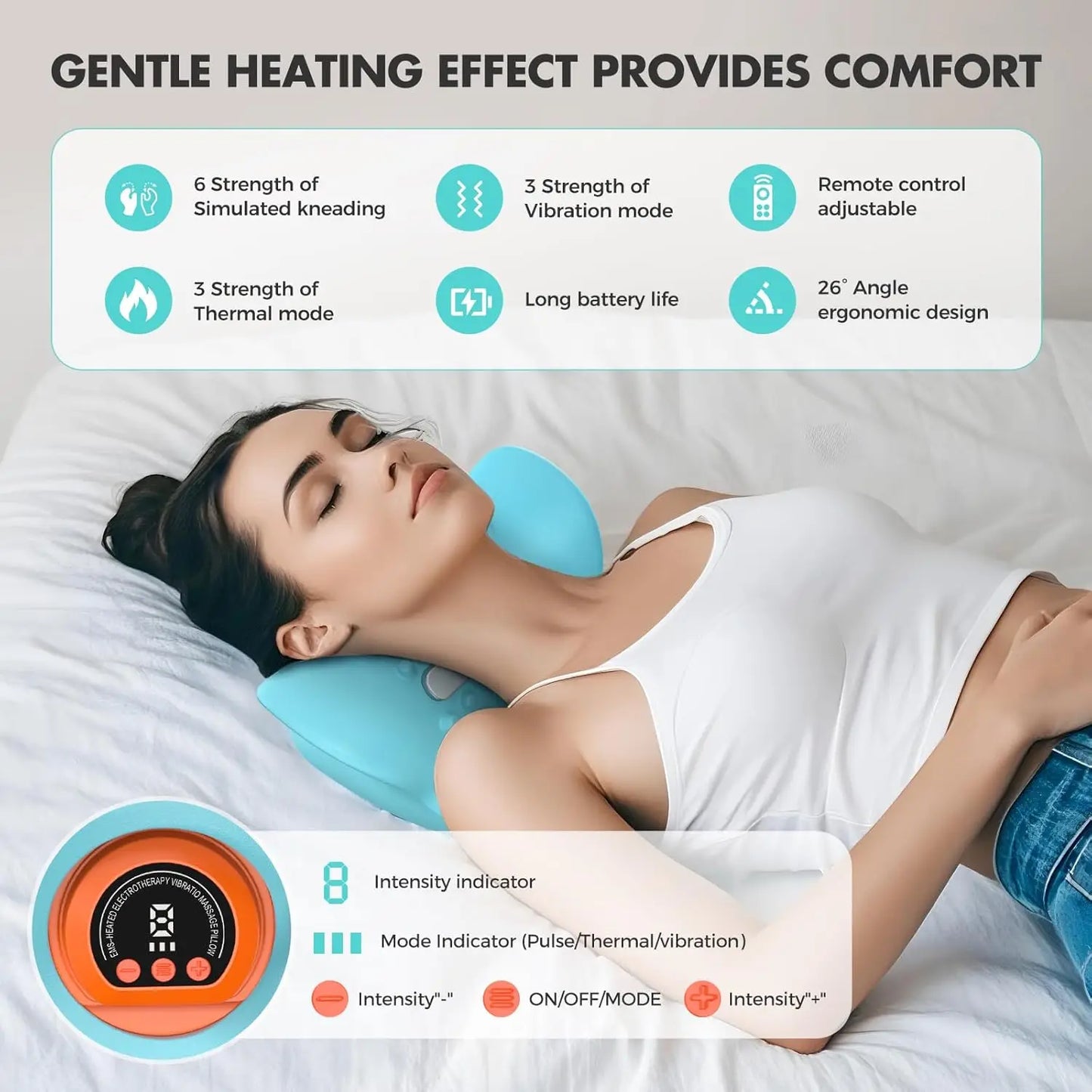 Rechargeable Portable Neck Massager Pillow 3-in-1 Shiatsu with Remote
