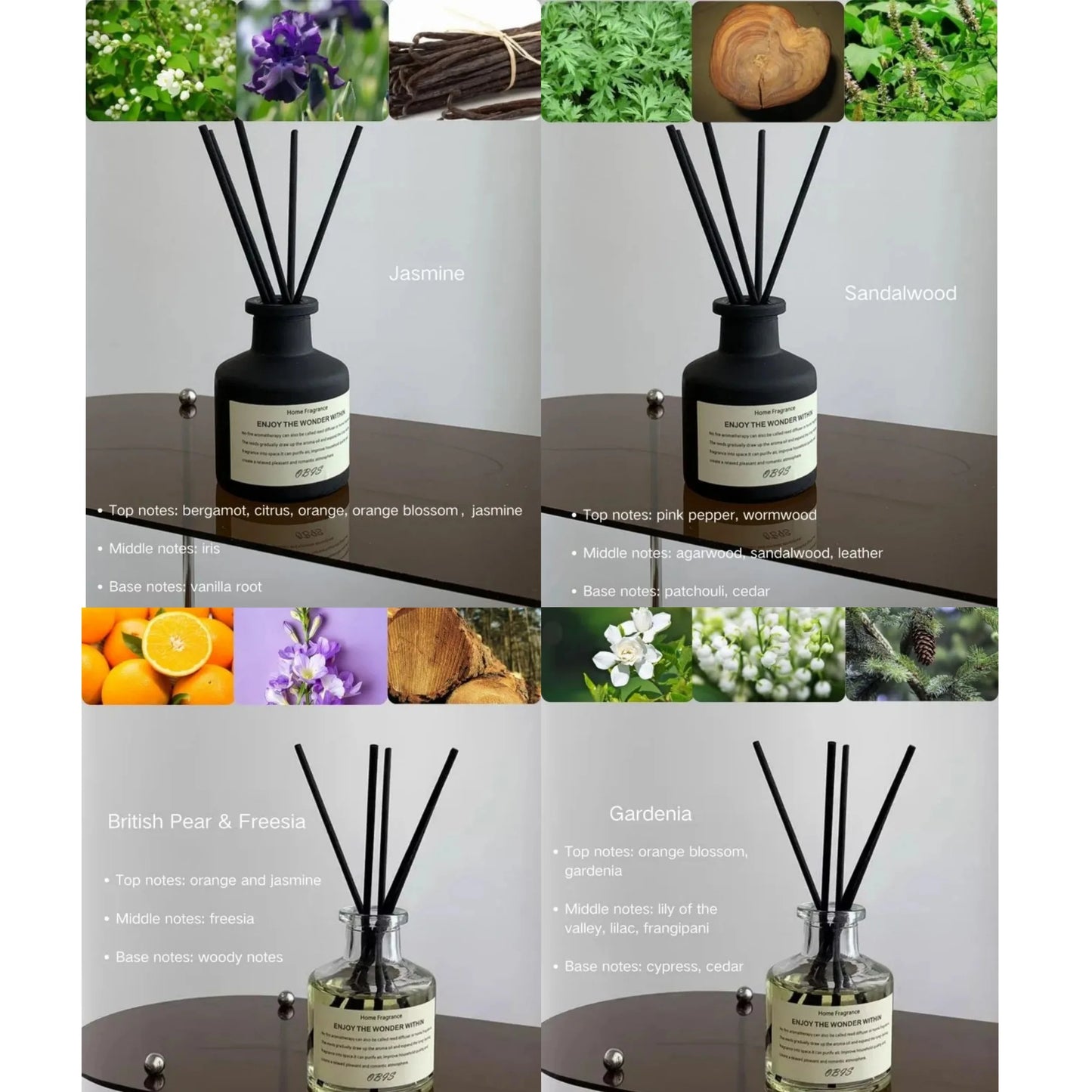 Freesia Jasmine Flameless Fragrance Oil With Reed Diffuser