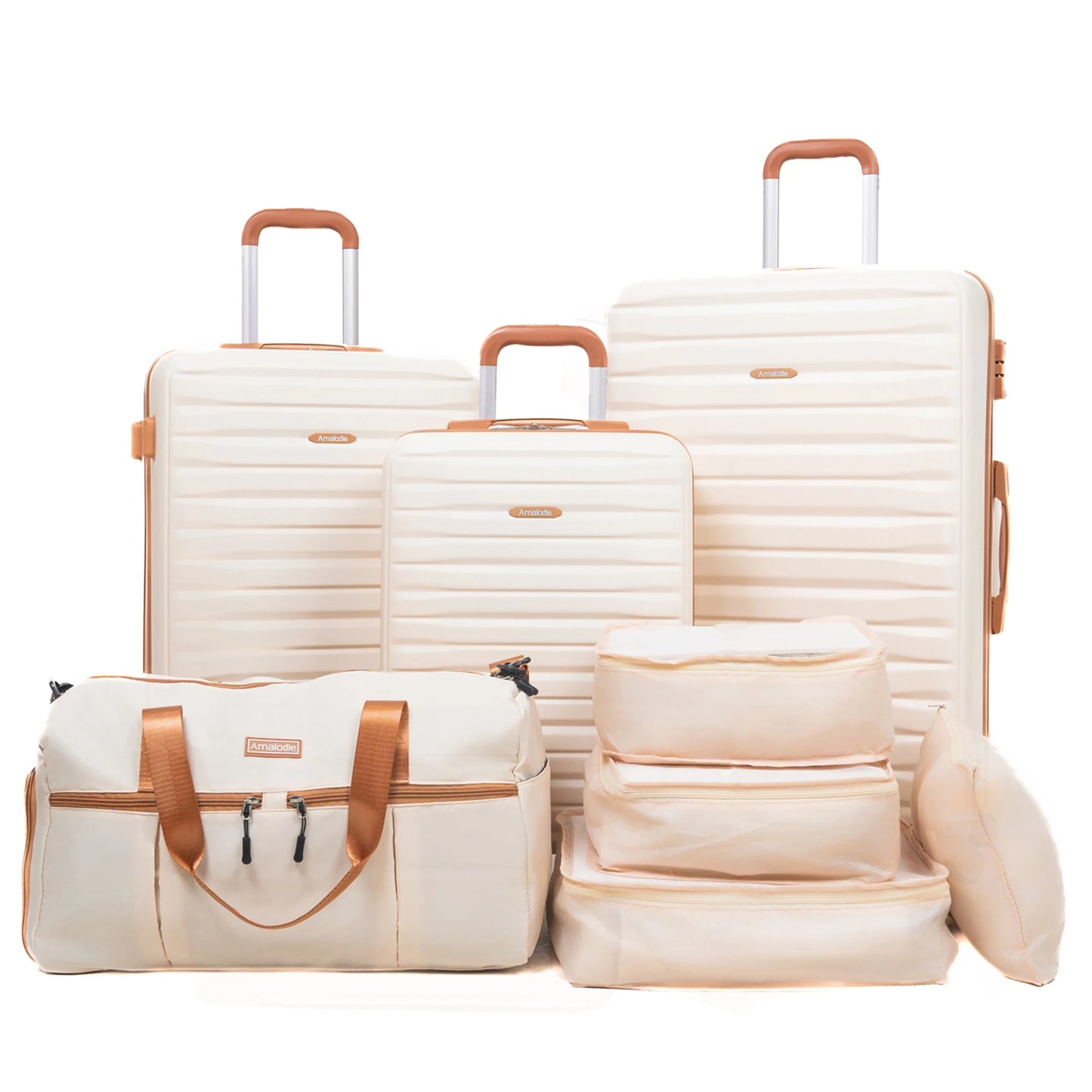 TravelhouseCN 3 Piece Luggage Set With ABS Hard Case And TSA Lock