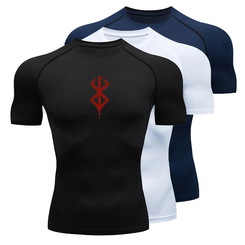 NONECN Quick Dry Men's Compression Shirt Short Sleeve Sports Tee