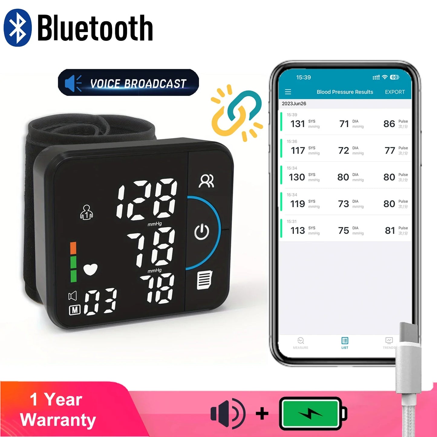 Schbit Portable Wrist Blood Pressure Monitor for Precise Health Tracking