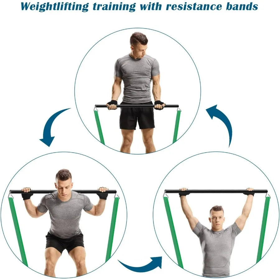 Portable Resistance Band Bar For Home Fitness Training Adjustable Bar
