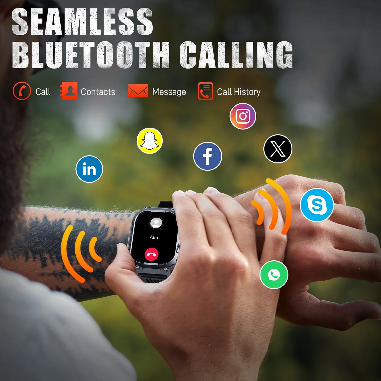 LaNikar S320B Smart Watch with Compass and LED Flashlight