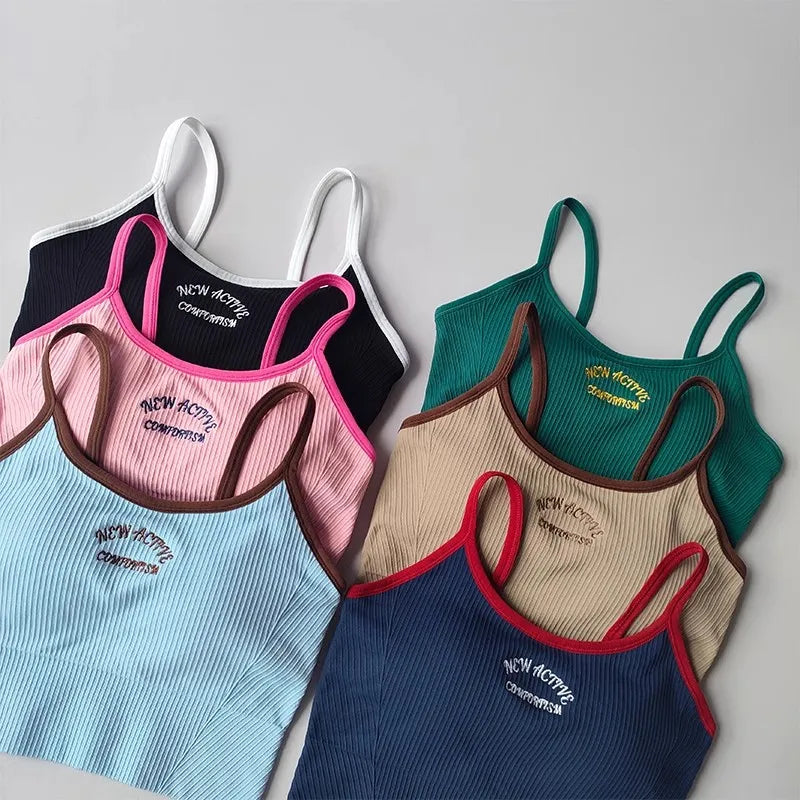 Women Breathable Yoga Sports Bra Push Up Camisole Top