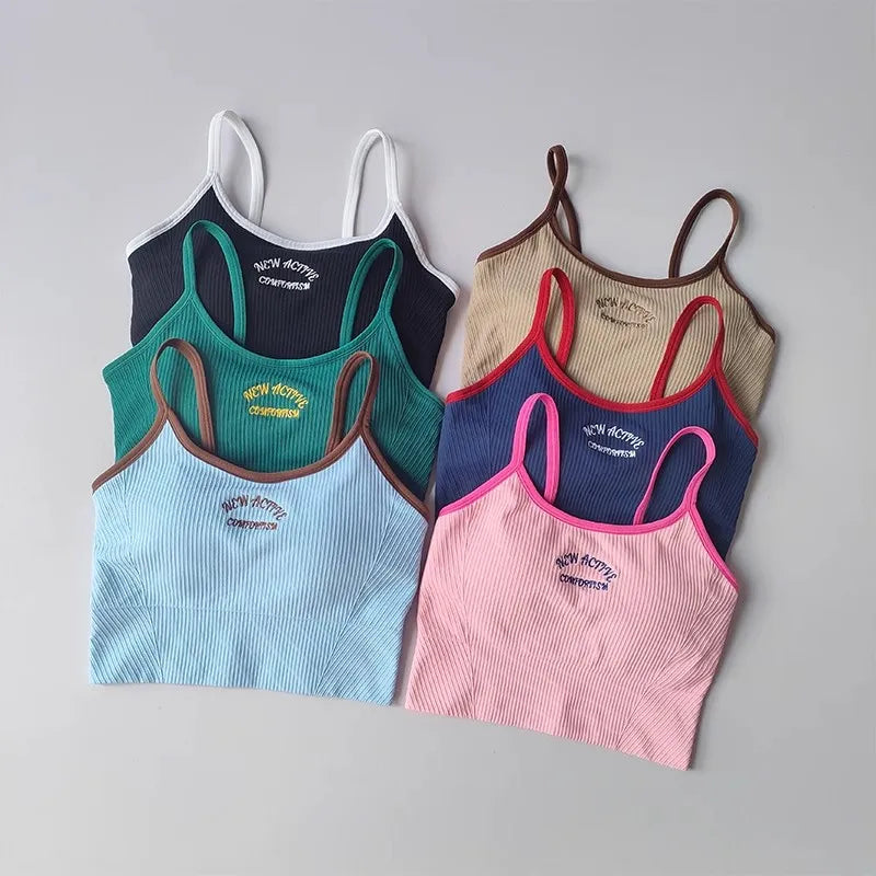 Women Breathable Yoga Sports Bra Push Up Camisole Top