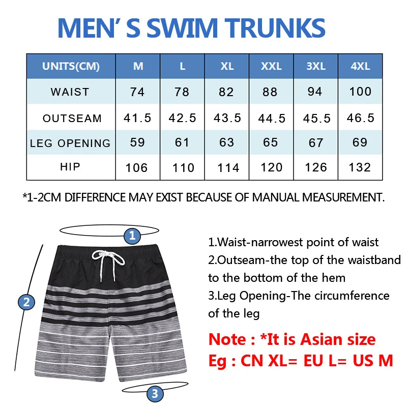 Quick Dry Summer Mens Swimwear Board Shorts For Men Beach Trunks