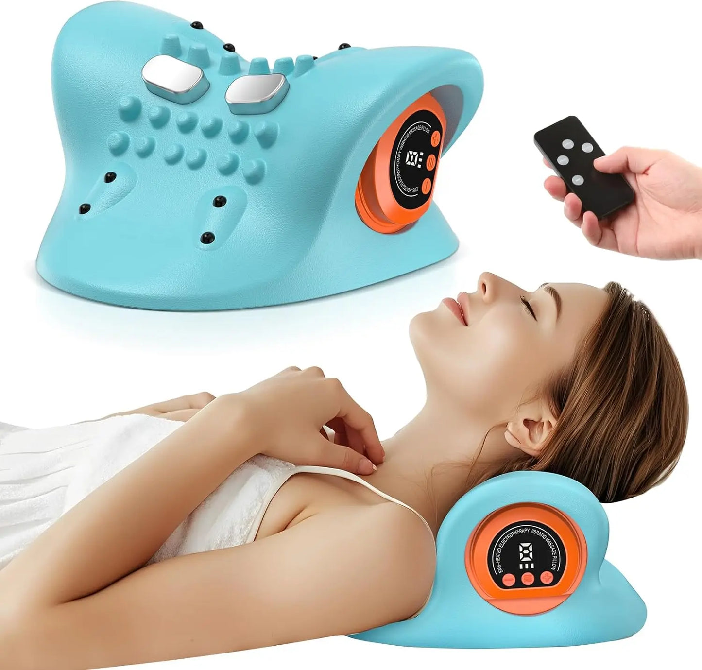 Rechargeable Portable Neck Massager Pillow 3-in-1 Shiatsu with Remote
