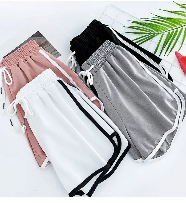 Striped Women's Korean Style Sports Shorts Loose Wide Leg Casual