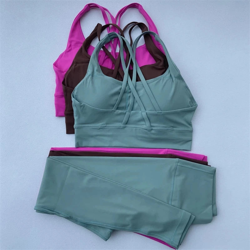 Womens Gym Fitness Set Bra And High Waist Yoga Leggings