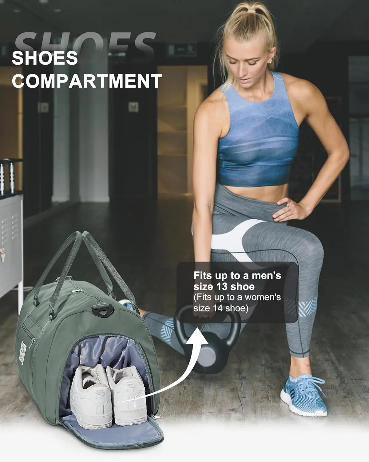 Women's Gym Bag, Travel Duffel Carry-On Sport Tote for Weekend Overnight Trips