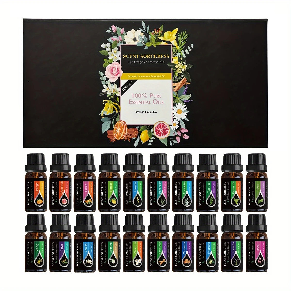 Scent Sorceress Essential Oil Set Lavender Eucalyptus Orange Lemon