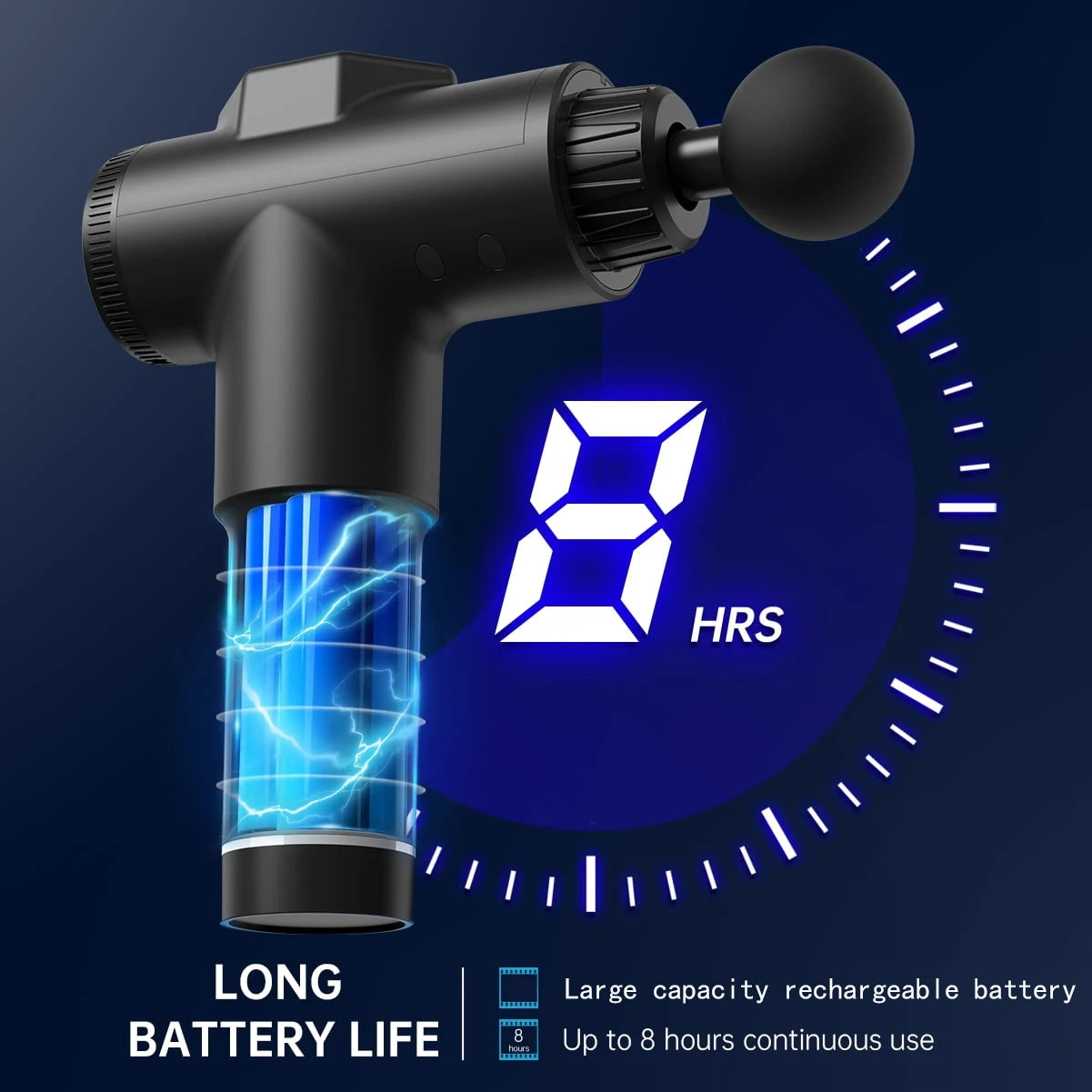 Rechargeable Cordless Massage Gun 8 Attachments Deep Tissue Muscle Relaxation Portable Body Massager for Home Use