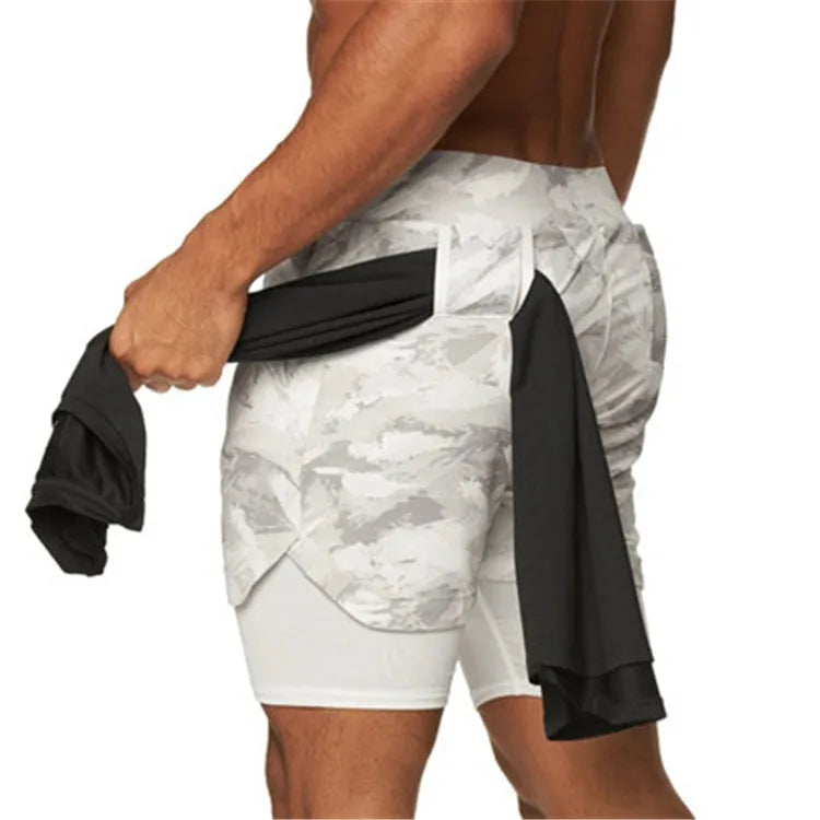 NONECN 2 In 1 Running Shorts Men Quick Dry Fitness