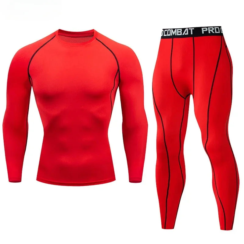 Men Compression Sportswear Set Elastic Training Yoga Tracksuit Pants